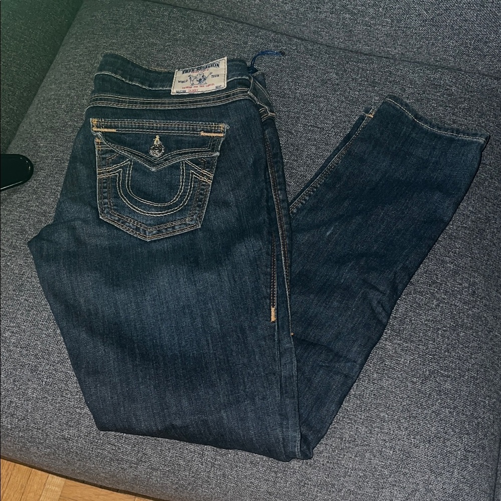 True Religion Women's Dark Blue Straight Leg Jeans